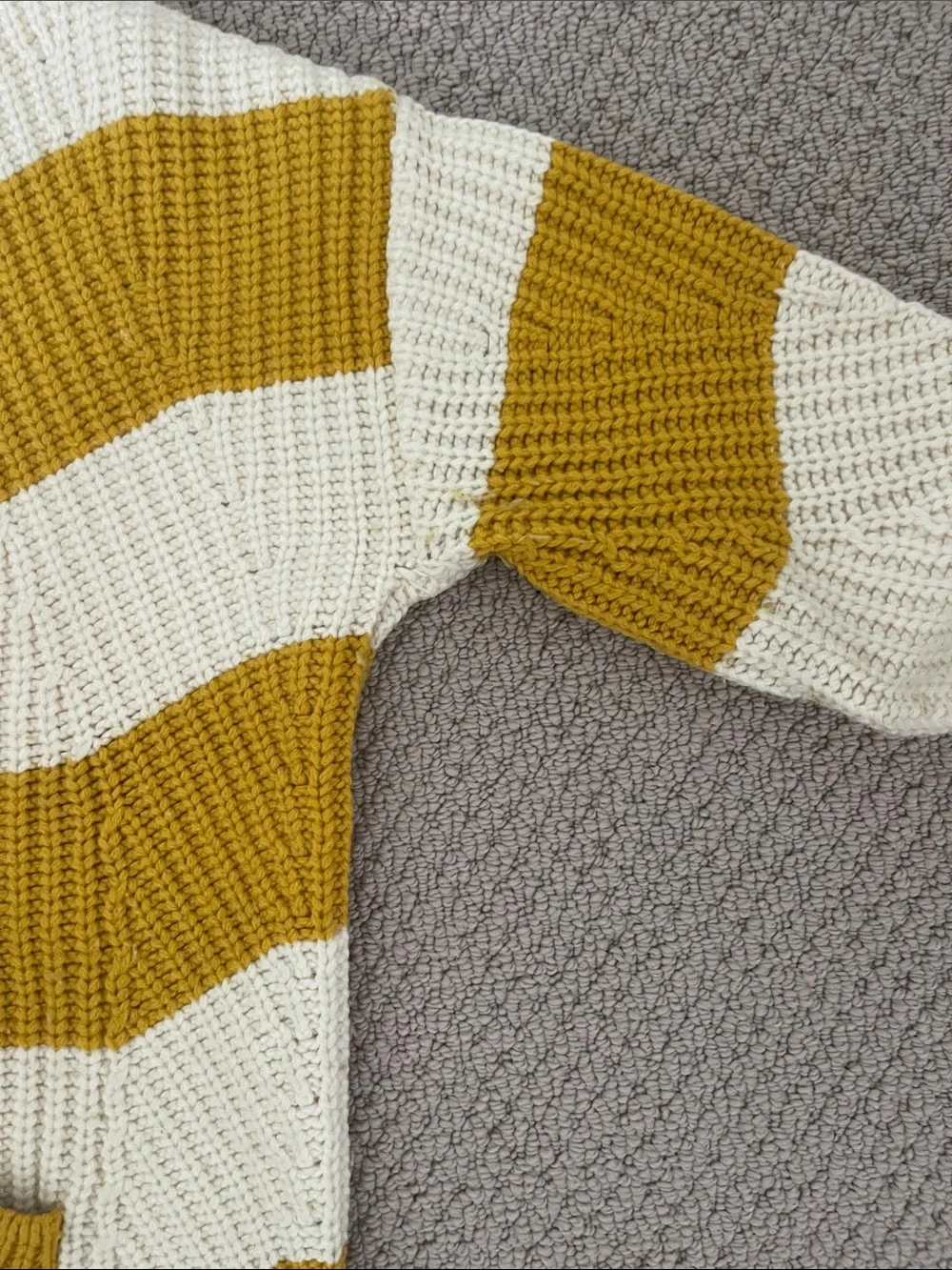 JCrew Striped Mock Neck Sweater - Mustard & Cream